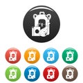 Juice school lunch icons set color