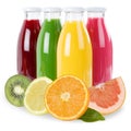 Juice smoothie fruit smoothies fruits in bottle isolated on whit Royalty Free Stock Photo