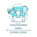 Juice, smoothie maker concept icon. Catering, food service worker idea thin line illustration. Cafe, restaurant staff