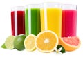 Juice smoothie orange fruit fruits smoothies in glass isolated o Royalty Free Stock Photo