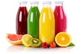 Juice smoothie smoothies in bottle fruit fruits isolated on whit Royalty Free Stock Photo