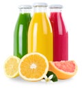 Juice smoothie smoothies in bottle fruits orange square isolated Royalty Free Stock Photo