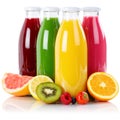 Juice smoothie smoothies in bottle square fruit fruits isolated Royalty Free Stock Photo