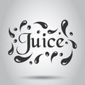 Juice splash spray vector icon in flat style. Juice drink illustration on white background. Tropical lemonade concept Royalty Free Stock Photo