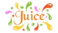 Juice splash spray vector icon in flat style. Juice drink illustration on white isolated background. Tropical lemonade concept. Royalty Free Stock Photo