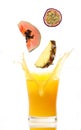 Juice splash with tropical fruits