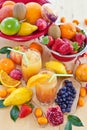 Juice from various fresh fruits Royalty Free Stock Photo