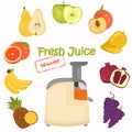 Juicer and fruit color illustration for web and moible design