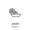 juicer icon vector from breakfast collection. Thin line juicer outline icon vector illustration. Linear symbol for use on web and