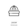 juicer icon vector from kitchenware collection. Thin line juicer outline icon vector illustration. Linear symbol for use on web