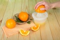 Juicer, whole bright beautiful oranges