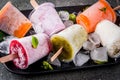 Juices and smoothie popsicles Royalty Free Stock Photo