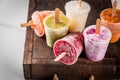 Juices and smoothie popsicles Royalty Free Stock Photo
