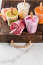 Juices and smoothie popsicles Royalty Free Stock Photo