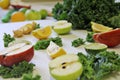 Juicing ingredients Kale, apple, ginger