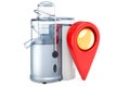 Juicing machine with map pointer. 3D rendering