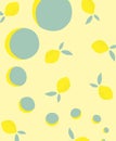 Juicy background with lemon, leaves and circles for girls. Vector illustration with yellow background