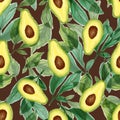 Juicy avocado seamless pattern. Bright summer design Royalty Free Stock Photo