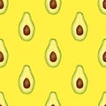 Juicy avocado seamless pattern. Bright summer design Royalty Free Stock Photo