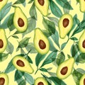 Juicy avocado seamless pattern. Bright summer design Royalty Free Stock Photo