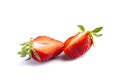 Juicy and beautiful strawberries on isolated white background Royalty Free Stock Photo