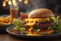 Juicy Beef Burger with bacon and cheese