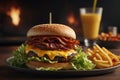 Juicy Beef Burger with bacon and cheese