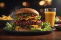 Juicy Beef Burger with bacon and cheese