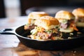 juicy beef sliders on a cast iron skillet Royalty Free Stock Photo
