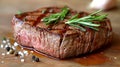 Juicy beef steak medium rare with rosemary and pepper