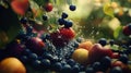 Juicy Berries and Fruit Splashing in Water Royalty Free Stock Photo