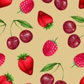 Juicy berries seamless pattern. Bright summer design Royalty Free Stock Photo