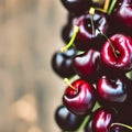 Juicy black cherries