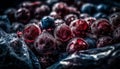 Juicy blueberries and raspberries, fresh from nature bounty generated by AI