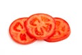 Bright red tomato sliced top view isolated on a white background Royalty Free Stock Photo