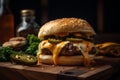 A juicy burger with sliced jalapeÃ±os, melted pepper jack cheese