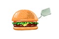 Juicy Burger on a white background with price