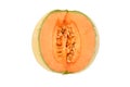 Juicy canteloupe melon sliced open