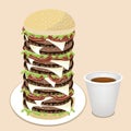 Juicy Cheese Burger with Disposable Coffee Cup