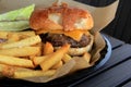 Juicy cheeseburger and crispy french fries