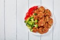 Juicy chicken broccoli meatballs on plate Royalty Free Stock Photo