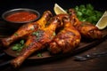 Juicy Chicken drumsticks grilled food. Generate Ai Royalty Free Stock Photo