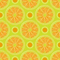 Juicy citrus. Fruit pattern of juicy citrus fruits on a green background