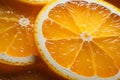Juicy citrus slices freshly cut oranges in vibrant, close up detail