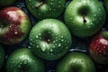 Juicy, colorful apples on a neutral background - perfect for designs related to food, nutrition, as well as health and dietetics.