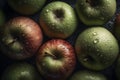 Juicy, colorful apples on a neutral background - perfect for designs related to food, nutrition, as well as health and dietetics.