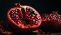 Juicy cross section of ripe pomegranate seed generated by AI