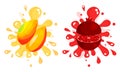 Juicy Cut Fruits with Pulpy Splashes and Blots Vector Set