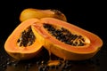 Juicy Cutted ripe papaya. Generate Ai Royalty Free Stock Photo