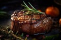 Juicy and delicious beef steak. Tempting sirloin grilled. Serving size. Fine dining menu. AI Generative